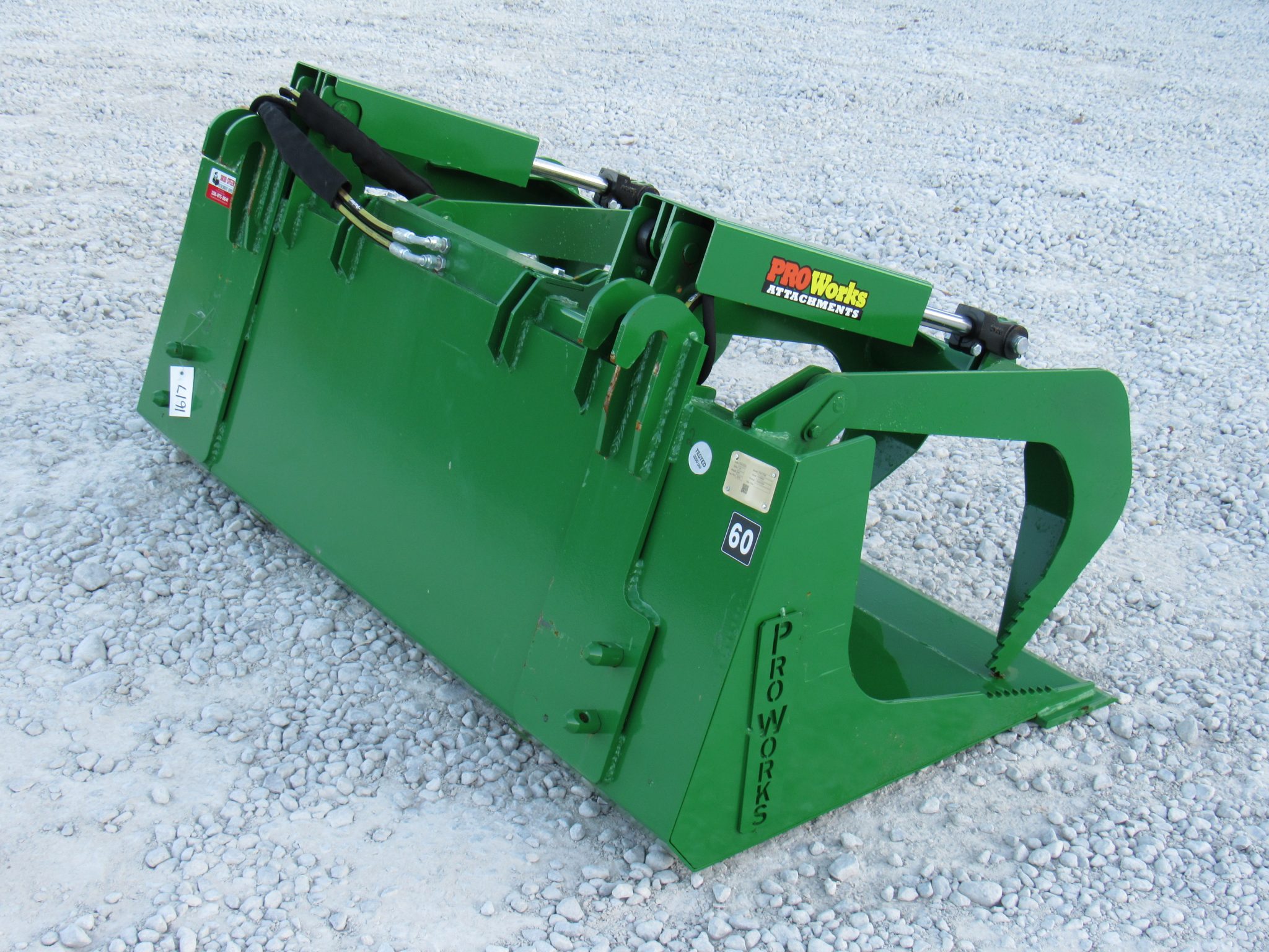 60″ Compact Tractor Dual Cylinder Solid Bottom Bucket Grapple Fits John Deere Tractor Loader 