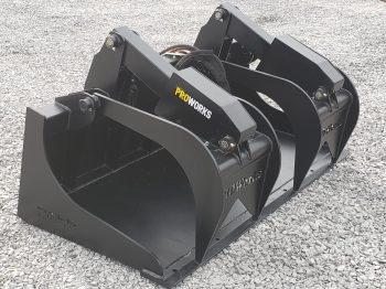 PRO Works 66" Extreme Heavy Duty Smooth Bucket Grapple with Grease Fittings Universal Skid Steer Quick Attach Black GB7266B