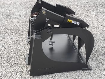 PRO Works 66" Extreme Heavy Duty Smooth Bucket Grapple with Grease Fittings Universal Skid Steer Quick Attach Black GB7266B