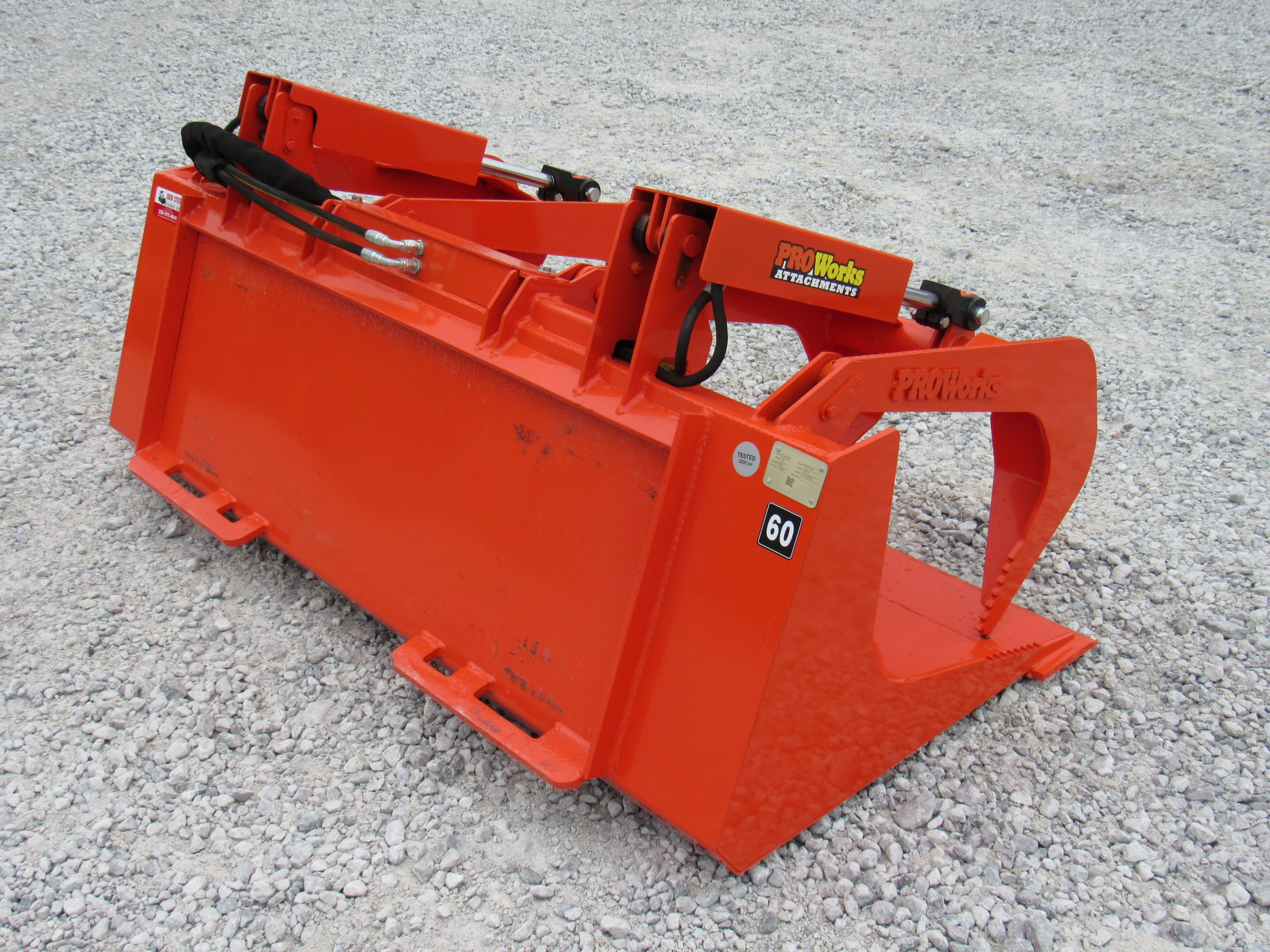 60″ Compact Tractor Dual Cylinder Solid Bottom Bucket Grapple with