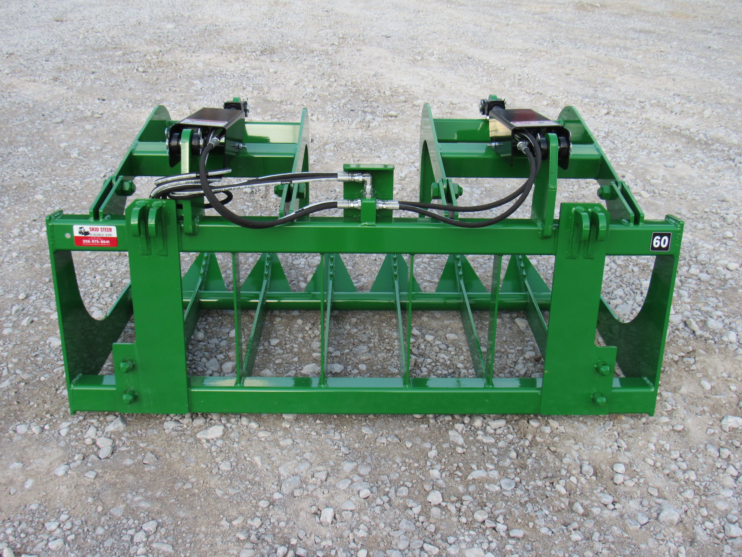 Hydraulic Skid Steer Pallet Fork Grapple Attachment V2 with 36 Fork Blades  - 1/2 Thick Steel Frame - Quick Tach Mounting System