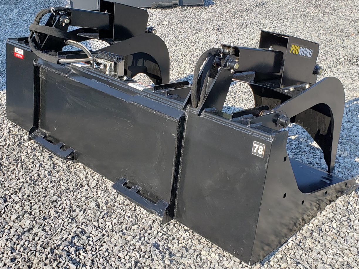78″ Severe Duty Solid Bottom Bucket Grapple Fits Skid Steer Quick ...